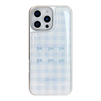 Gilt iphone16 mobile phone case 17pro max blue plaid 14 electroplating 13 Epoxy 15 for Apple/Huawei