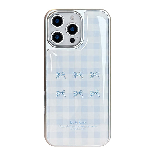 Gilt iphone16 mobile phone case 17pro max blue plaid 14 electroplating 13 Epoxy 15 for Apple/Huawei