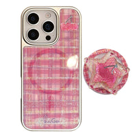 Gilt phone case Apple 16promax red plaid cherry iphone15 electroplating 14 for sweet and cool 17 Huawei