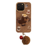 ins suede cartoon sausage for iphone16 iPhone case 17pro max bracket 14 plush rope 13