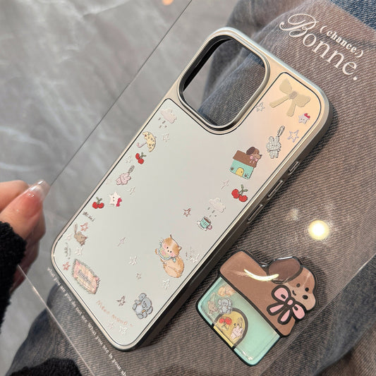 Korean ins electroplated mirror surface is suitable for 16 Apple 15Pro Max mobile phone case iphone17 Puppy Shake Music 13