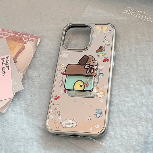 Korean ins electroplated mirror surface is suitable for 16 Apple 15Pro Max mobile phone case iphone17 Puppy Shake Music 13
