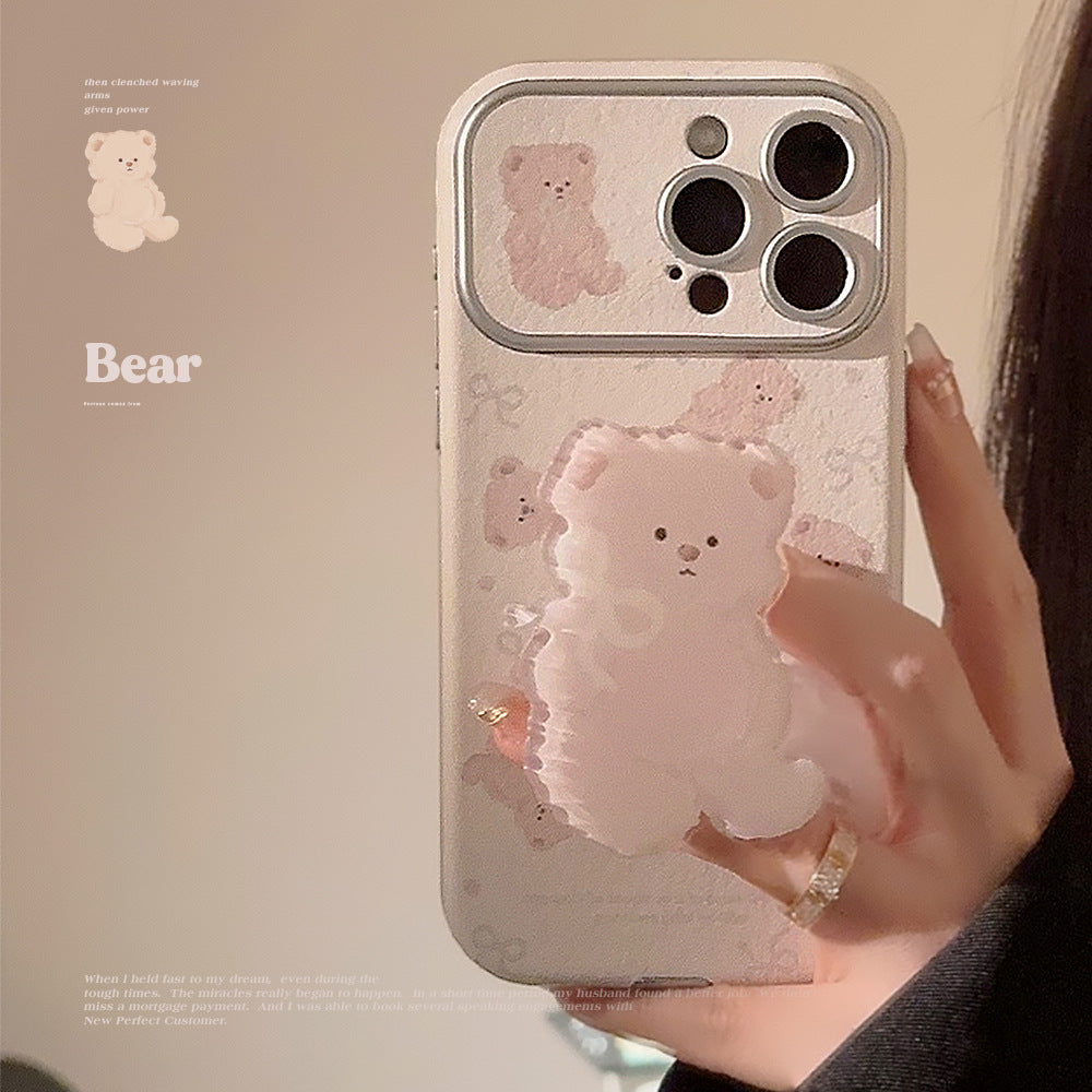 Korean bear holder iphone15 apple 16promax mobile phone case 17 suitable for ins super cute 11/12