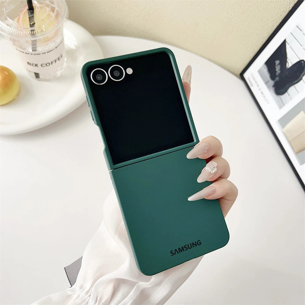 Original Liquid Silicone PC Phone Case Samsung Galaxy Z Flip 7 6 5 4 3 5G Matte Skin Shockproof Candy Colors Soft Cover Z Flip7