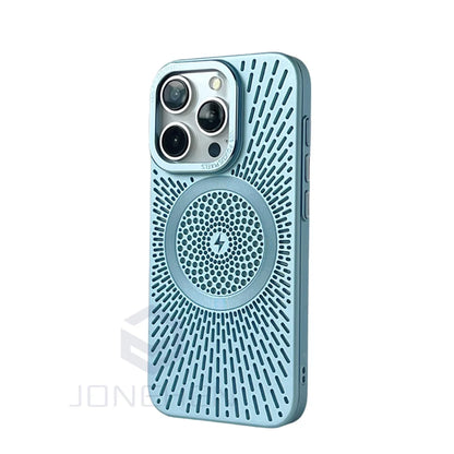 Luxury Heat Dissipation Hollow For Magsafe Case For iPhone 15 14 13 12 16 Pro Max Titanium Magnetic Wireless Charge Hard Cover