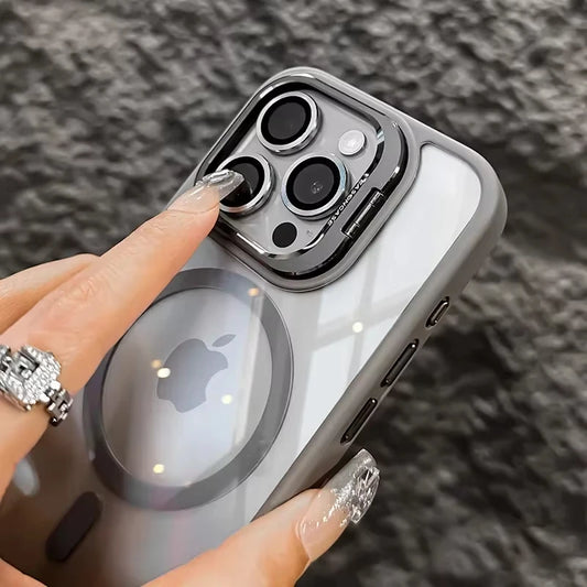 Luxuriöse magnetische stoßfeste Handyhülle für iPhone 15 14 13 12 16 17 Pro Max Plus Air 11 Funda Ständer Glas Linsenschutzabdeckung