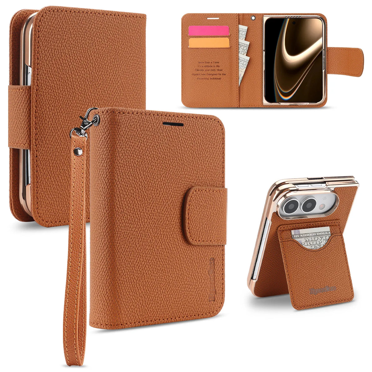 New Case for iPhone Duo Apple 18 Fold Wallet&Card Slot Holder Flip Leather With Wrist Strap Shockproof Cover for iPhone DUO