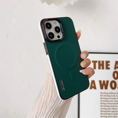 Plain Leather Magnetic MagSafe Wireless Charge Phone Case for iPhone 15 16 Pro Max 14 13 12 11 Pro Shockproof Soft Bumper Cover