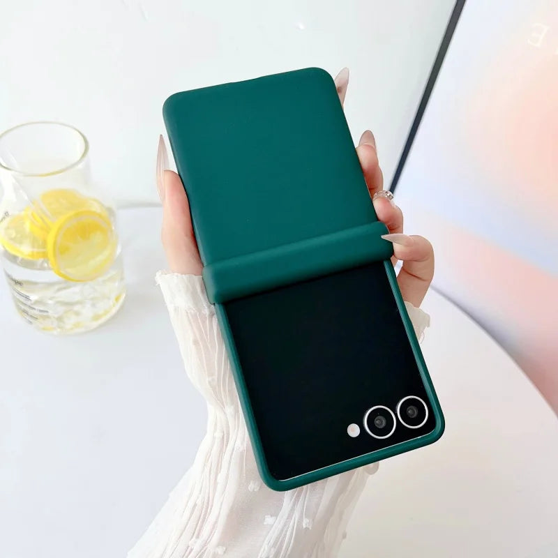 luxury Official Liquid Silicone Matte Phone Case For Samsung Z Flip 7 6 5 4 3 Original Candy Color Central Axis Shockproof Cover