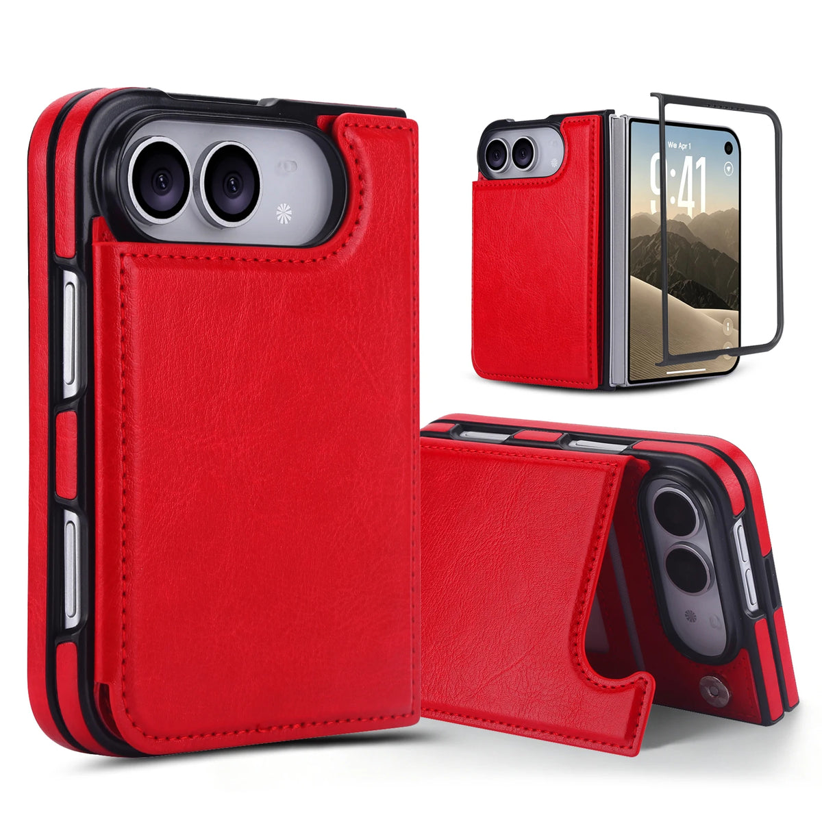 Crazy Horse Texture Card Slots Wallet Leather Case for iPhone Duo Ultra 18 Fold Wide Shockproof book Stand RFID Blocking Cover