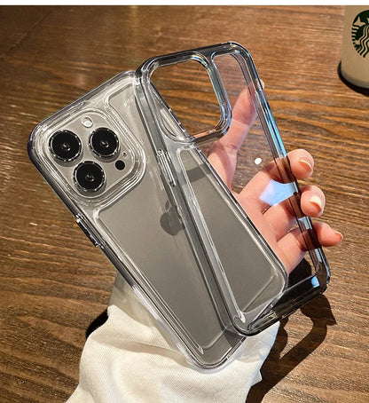 New Transparent Acrylic Phone Case for iPhone Air 17 Pro Max 16 11 12 13 14 15 Plus Xs X XR Metal Button Clear Cover Fundas