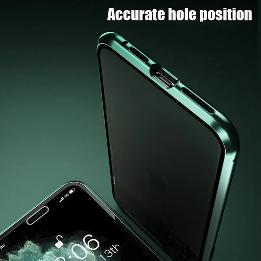 360° Metall Magnet Adsorption Hülle für iPhone 16 15 14 13 12 11 Pro XS Max Doppelseitige Glas Hülle für iPhone 8 Plus X XR Cover
