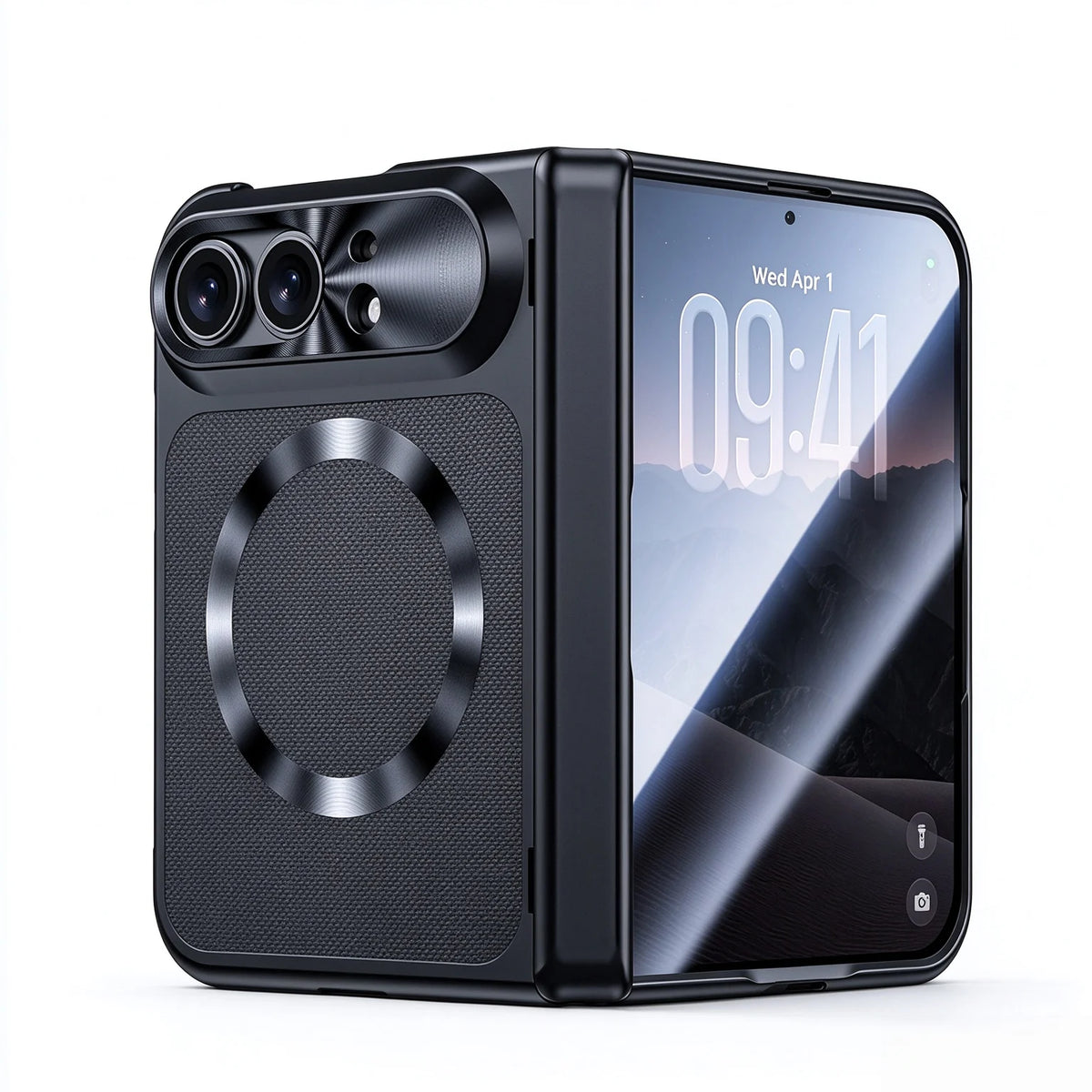 Skin Feel Fabric Texture Magnetic Phone Case For iPhone Duo For Magsafe Shell Film Integrated Shockproof Foldable Cover