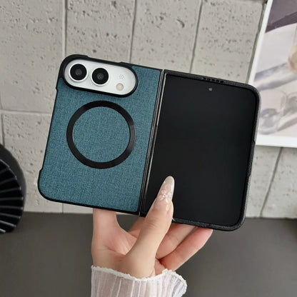 Fabric Cloth Texture Magnetic Case for iPhone Duo duo DUO Fold Shell Wireless Charging Shockproof Hard PC Slim Cover Funda
