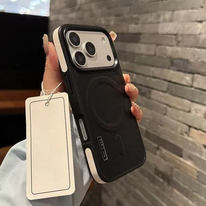 Luxury PU Leather Magnetic PC Frame Phone Cover For iPhone 17 Pro Max 16 15 14 13 12 Air For Magsafe Shockproof Protective Cover