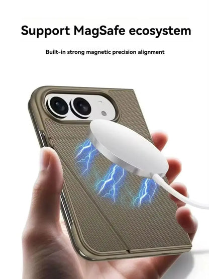 technology cloth pattern magic telescopic protective cover for iPhone Duo, all-inclusive woven leather cover for Magsafe ecology