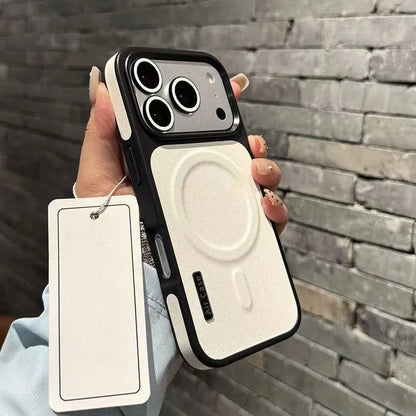 Luxury PU Leather Magnetic PC Frame Phone Cover For iPhone 17 Pro Max 16 15 14 13 12 Air For Magsafe Shockproof Protective Cover