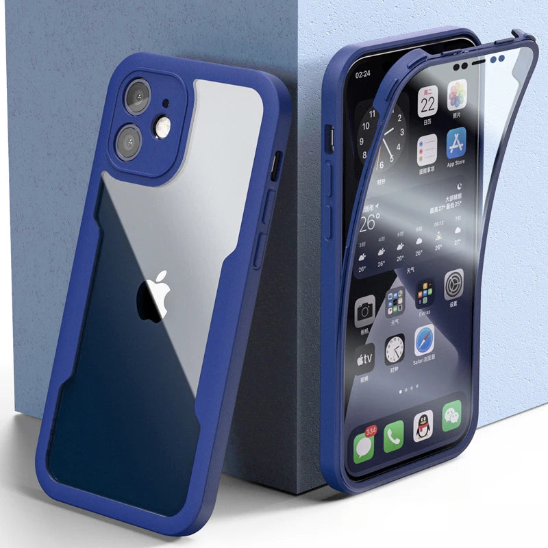 Luxury 360 Full Body Front+Back Clear Case For iPhone 17 16 15 14 13 11 12 Pro Max XS X 7 Plus Silicone Bumper Shockproof Cover