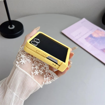 Original Liquid Silicone Hinge Stand Case Samsung Galaxy Z Flip 7 6 5 4 3 Matte Skin Shockproof Candy Ultra Thin PC Soft Cover