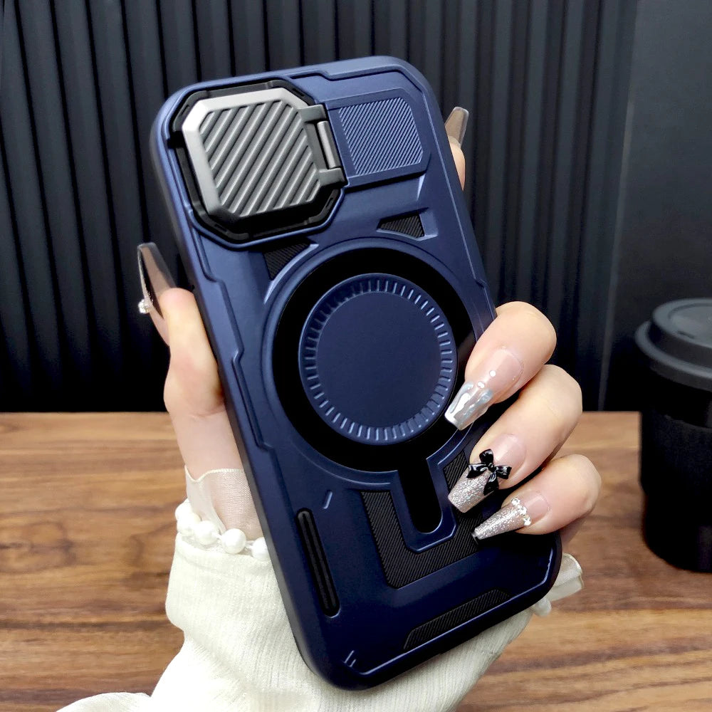 Shockproof Armor Case For iPhone 17 Air 16 15 14 13 12 Pro Max For Magsafe Mag Safe Wireless Charge Full Protective Lens Covers