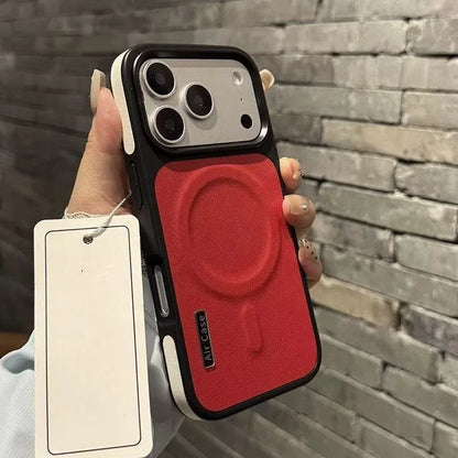 Luxury PU Leather Magnetic PC Frame Phone Cover For iPhone 17 Pro Max 16 15 14 13 12 Air For Magsafe Shockproof Protective Cover