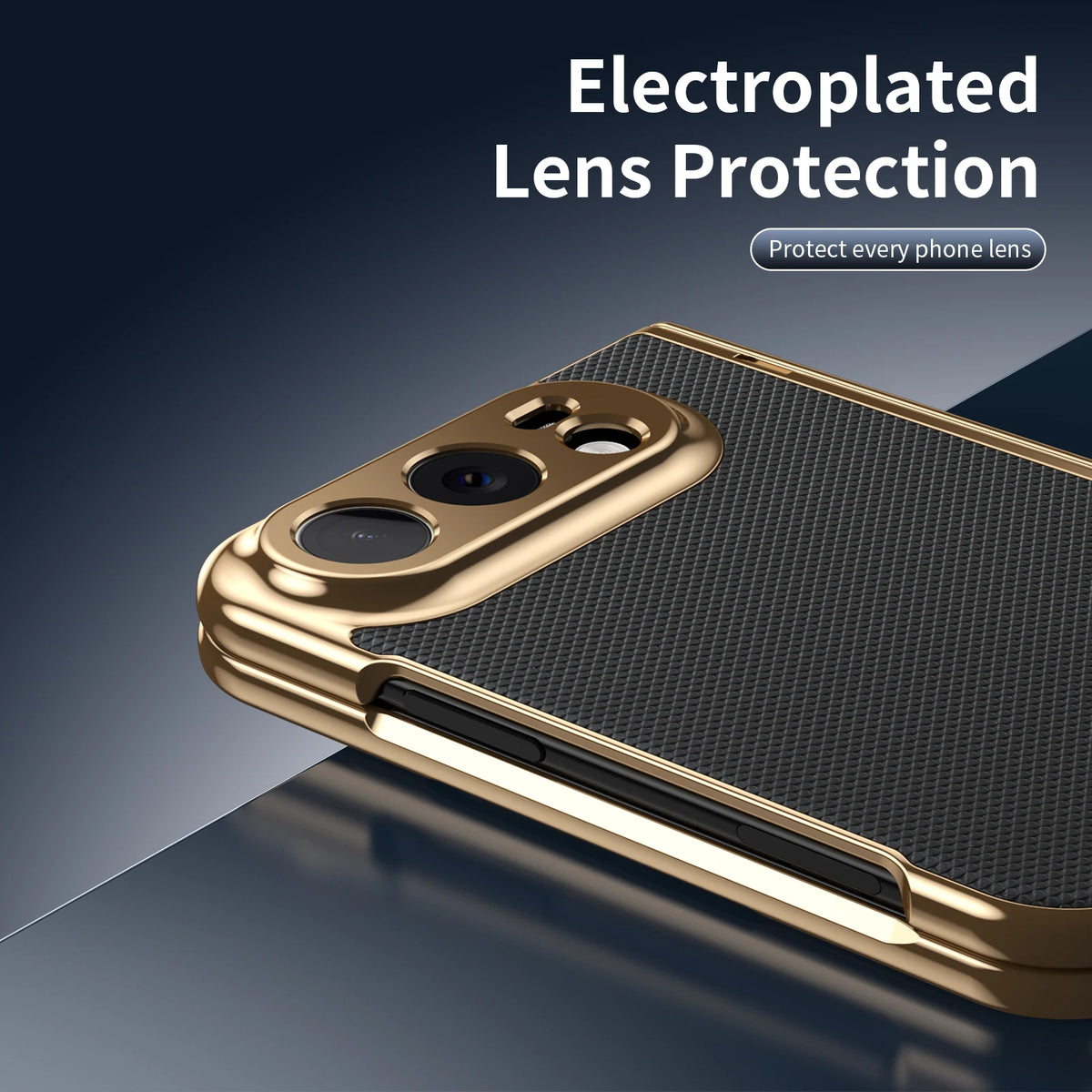 Case For iPhone Duo Luxuxy PU Leather Fold Phone Plating Hard PC Shockproof Back Cover Built-in Hinge HD Screen Protector Cover