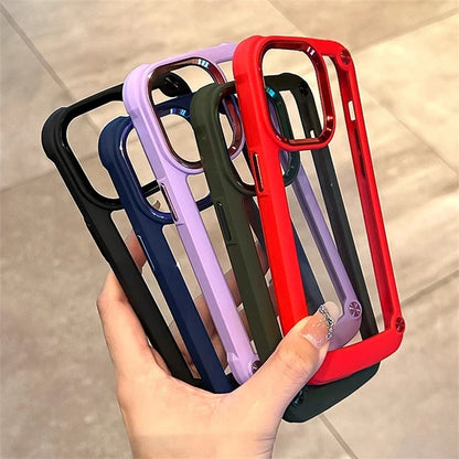 Luxury Rugged Heavy Duty Shockproof Case For iPhone 16 15 14 13 12 11 Pro Max 16Plus Silicone Bumper Transparent Hard Back Cover