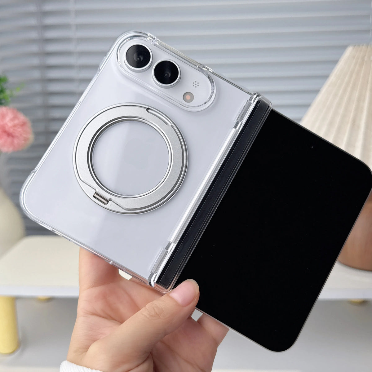 Colorful Gradient 360° Rotating Stand Magnetic Foldable Case For iPhone Ultra Fold For MagSafe Hinge Translucent Anti-drop Cover