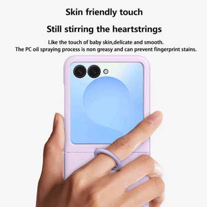 Luxury Skin Feel Phone Case for Samsung Galaxy Z Flip 7 FE 6 5 Silicone Finger Ring Shockproof 2-piece Candy Color Hard PC Cover