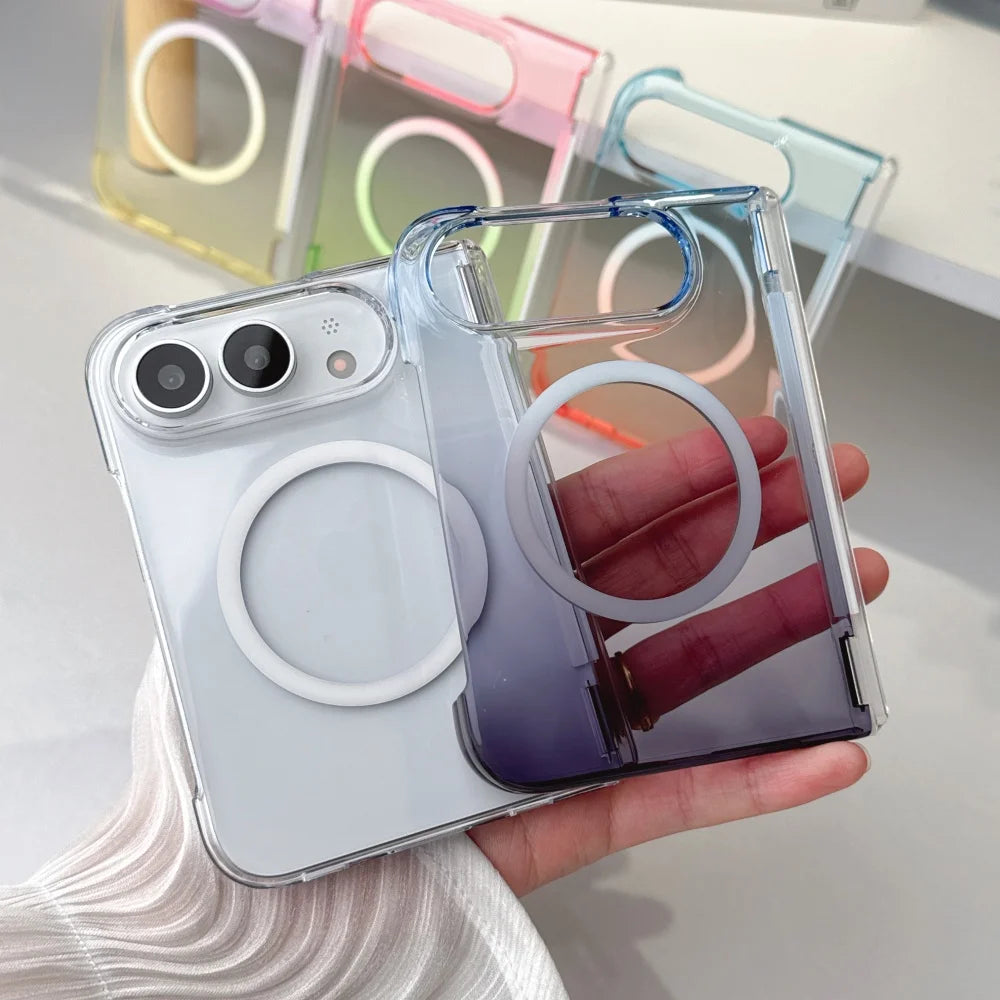 18Fold Luxury Dopamine Duo Thin Clear For Magsafe Case For iPhone Duo For iPhone 18 Fold Hinge Central Axis Protection Cover
