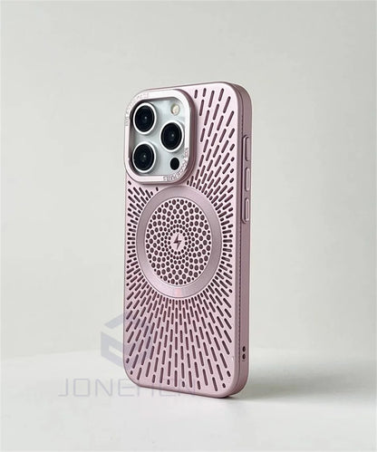 Luxury Heat Dissipation Hollow For Magsafe Case For iPhone 15 14 13 12 16 Pro Max Titanium Magnetic Wireless Charge Hard Cover