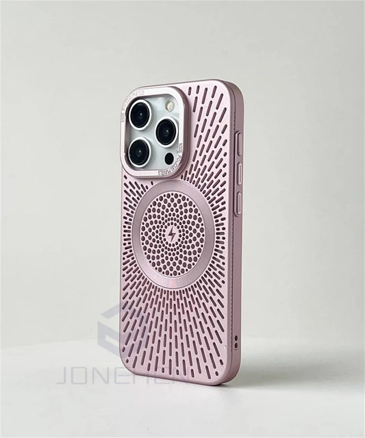 Luxury Heat Dissipation Hollow For Magsafe Case For iPhone 15 14 13 12 16 Pro Max Titanium Magnetic Wireless Charge Hard Cover