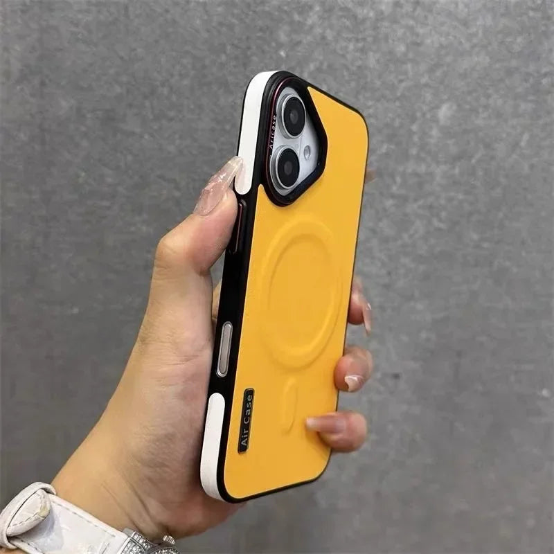 Luxury Matte Leather Magnetic For Magsafe Phone Case For iPhone 15 14 13 12 16 17ProMax Wireless Charging ShockproofBumper Cover
