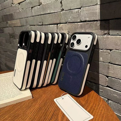 Luxury PU Leather Magnetic PC Frame Phone Cover For iPhone 17 Pro Max 16 15 14 13 12 Air For Magsafe Shockproof Protective Cover