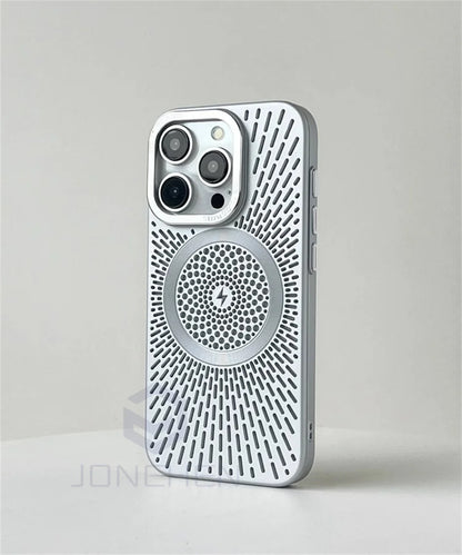 Luxury Heat Dissipation Hollow For Magsafe Case For iPhone 15 14 13 12 16 Pro Max Titanium Magnetic Wireless Charge Hard Cover