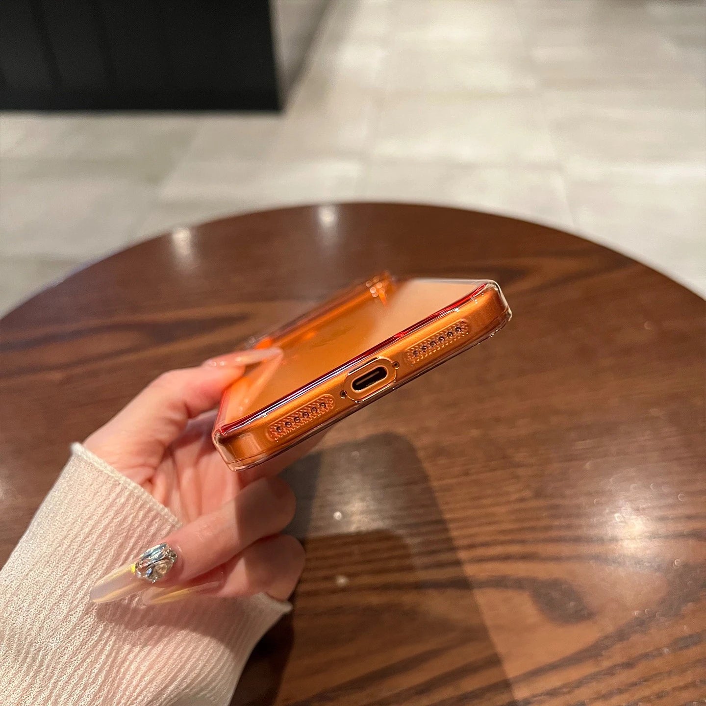 17 ProMax Ultra Thin Transparent Orange Phone Case For iPhone Air 16 15 14 13 12 Pro Max Plus Acrylic PC Slim Plating Hard Cover