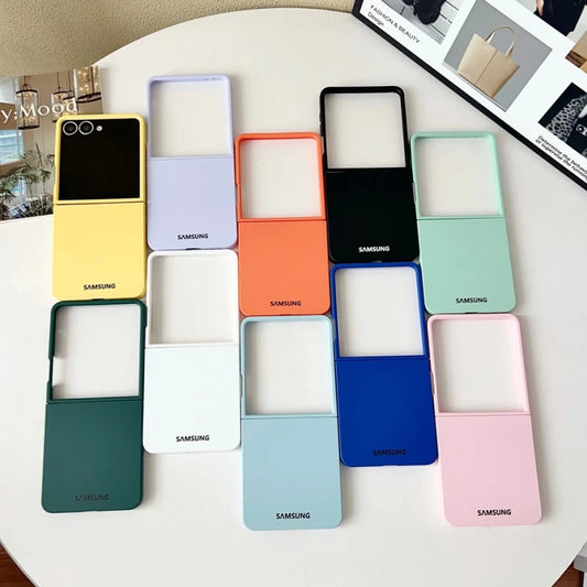 Original Flüssiges Silikon PC Handyhülle Samsung Galaxy Z Flip 7 6 5 4 3 5G Matt Skin Stoßfeste Bonbonfarben Soft Cover Z Flip7