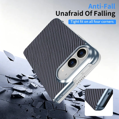 iPhone Duo Carbon Fiber Texture Business Design Phone Case - Slim Shockproof 18Fold Bumper Front Rear Cover for Apple iPhone