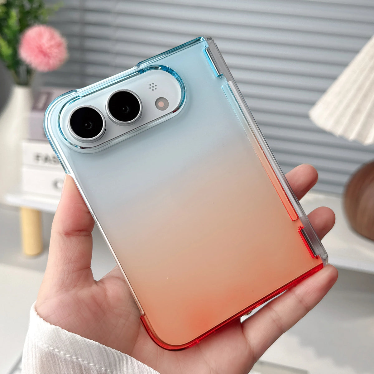 Colorful Gradient 360° Rotating Stand Magnetic Foldable Case For iPhone Ultra Fold For MagSafe Hinge Translucent Anti-drop Cover