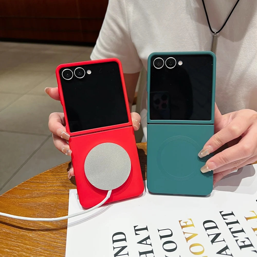 Luxury Soft Liquid Silicone for Magsafe Case for Samsung Galaxy Z Flip 7 6 5 zflip 3 4 Flip7 Magnetic Matte Shockproof Cover