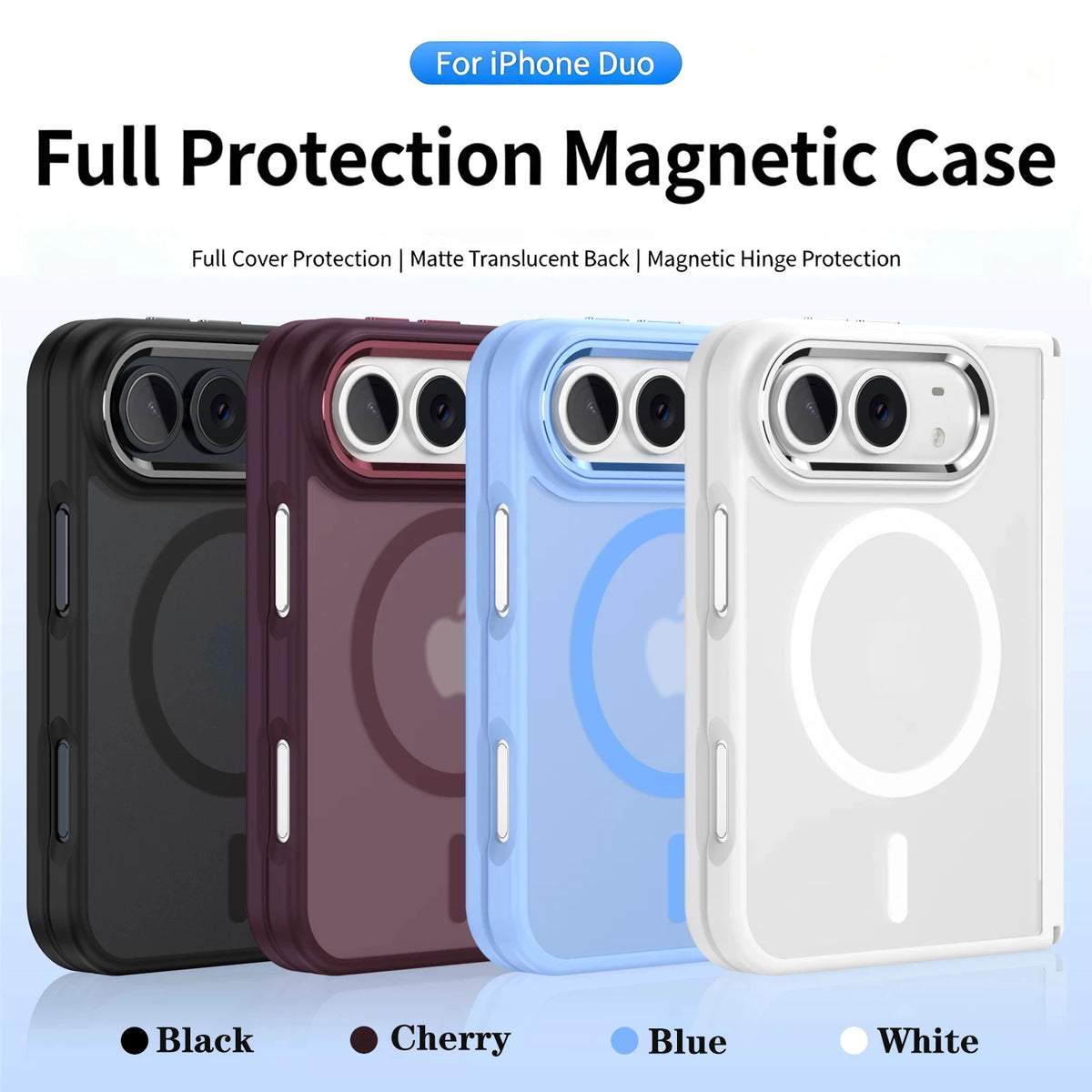 Premium Simplicity Magnetic Matte Translucent Phone Case For iPhone Duo 18 Ultra Magsafe Strip Double Layer Shockproof Cover