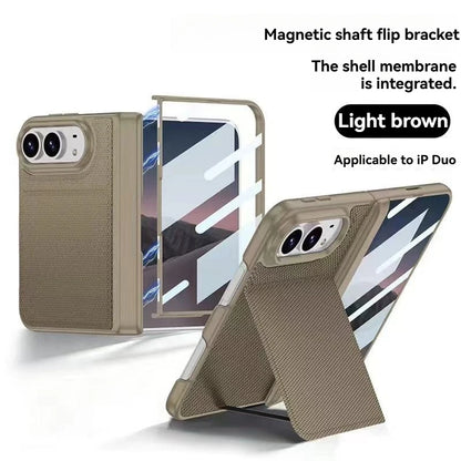 iPhone Duo Fold Technology Fabric Magnetic Protective Case, Woven Twill Invisible Bracket With Front Screen Protector