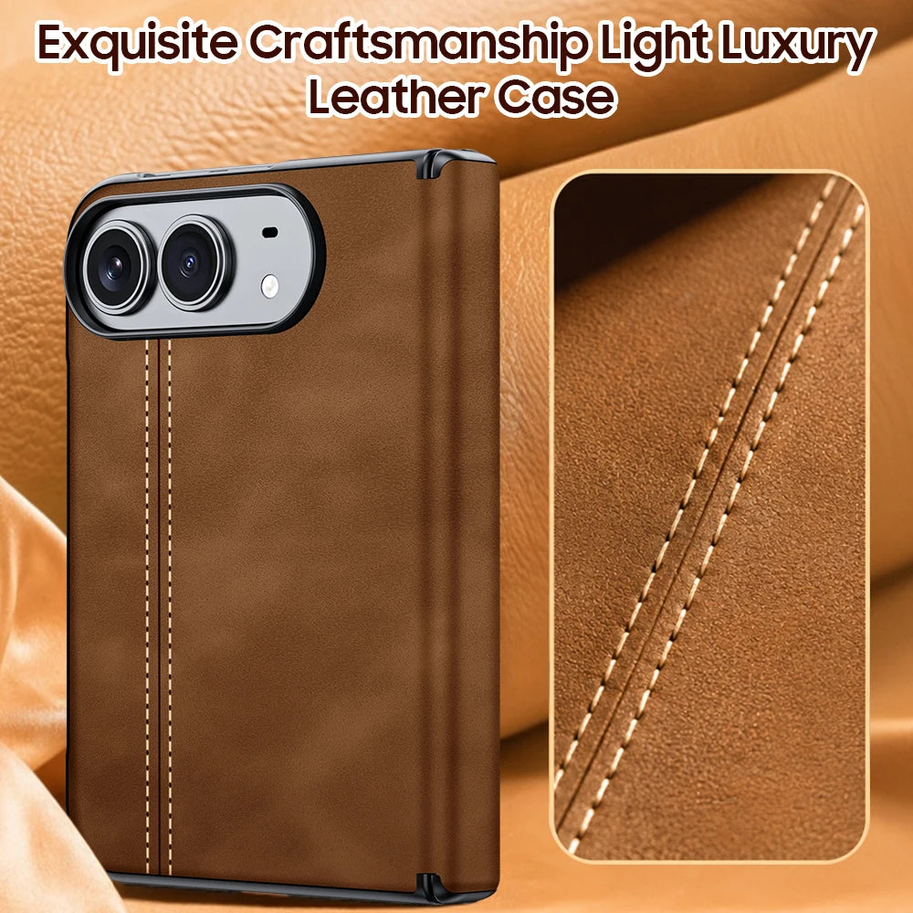 Luxury Vintage Sheepskin Texture Phone Case For iPhone Duo 18 Fold 18 Ultra Matte Skin Feeling Shockproof Cover