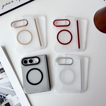 Matte Translucent Frosted PC for Magsafe Case For Apple iPhone Duo iDuo Fold Magnetic Hinge Shockproof Armor Back Cover Frame