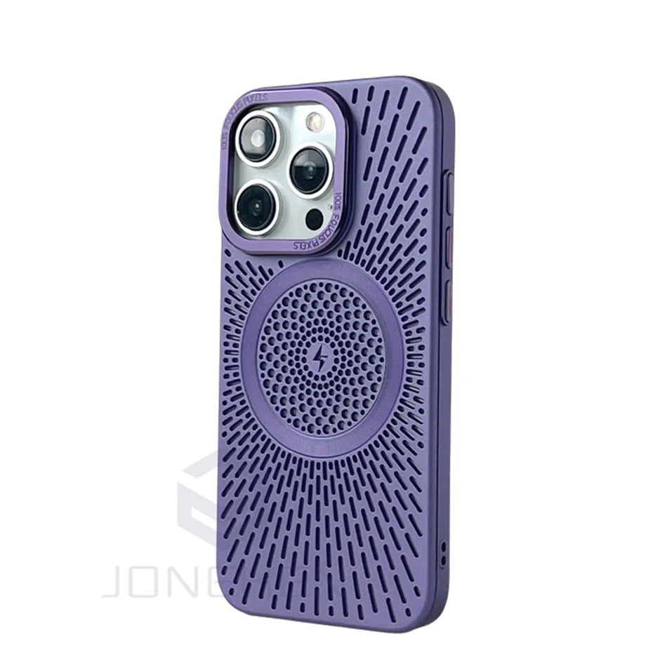 Luxury Heat Dissipation Hollow For Magsafe Case For iPhone 15 14 13 12 16 Pro Max Titanium Magnetic Wireless Charge Hard Cover