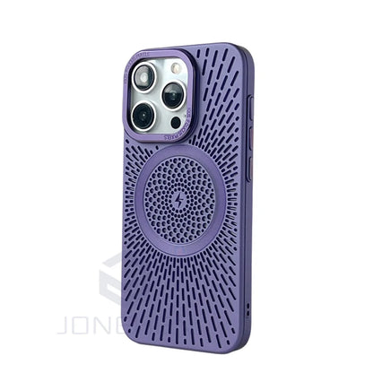 Luxury Heat Dissipation Hollow For Magsafe Case For iPhone 15 14 13 12 16 Pro Max Titanium Magnetic Wireless Charge Hard Cover
