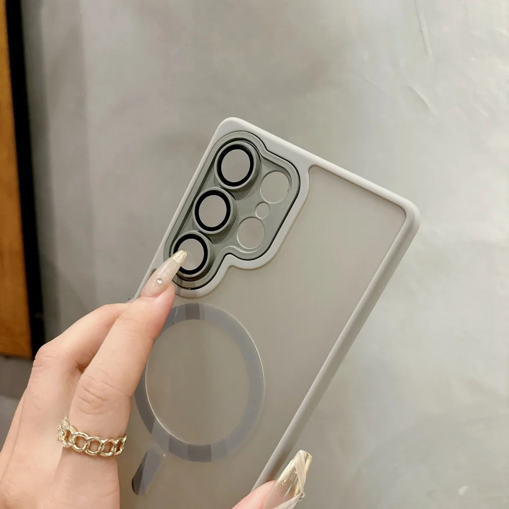 Matte Translucent Magnetic Wrist Strap Phone Case Samsung