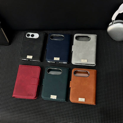 2 in 1 Detachable Magnetic Flip Cards Solt Wallet Leather Case for iPhone Ultra 18 Fold for Magsafe Shockproof Skin Feel Cover