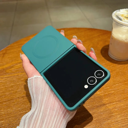 Luxury Soft Liquid Silicone for Magsafe Case for Samsung Galaxy Z Flip 7 6 5 zflip 3 4 Flip7 Magnetic Matte Shockproof Cover