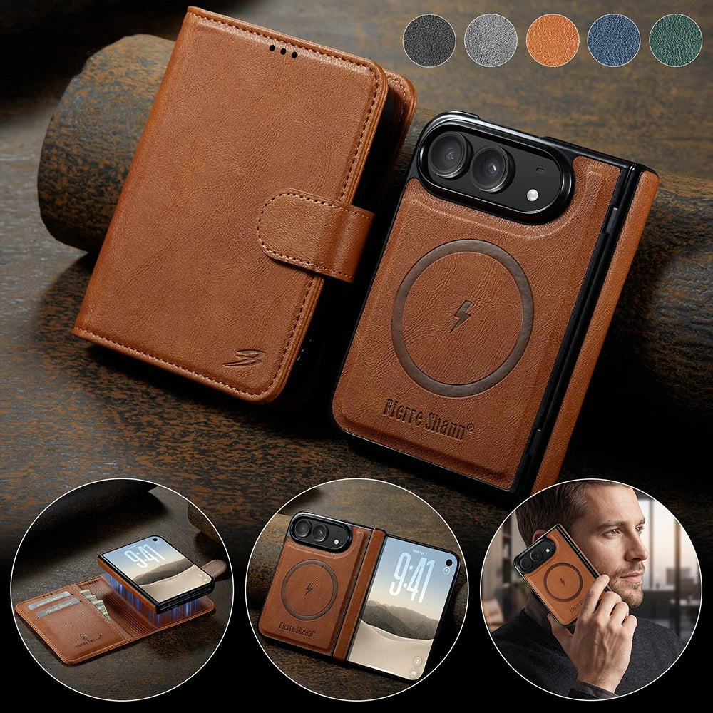 Detachable Magnetic Wallet Leather Flip Case For iPhone Duo Removeable Book Cover